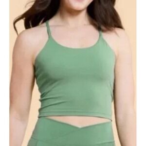 NEW Blogilates Women's Strappy Cropped Tank Top Hedge Green Size XL
